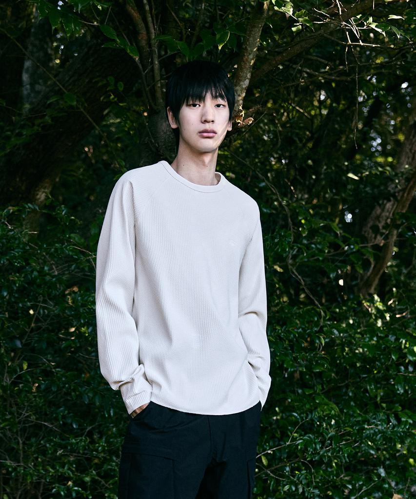 Peullukeu Aqe Waffle Long Sleeve Ivory Flt134