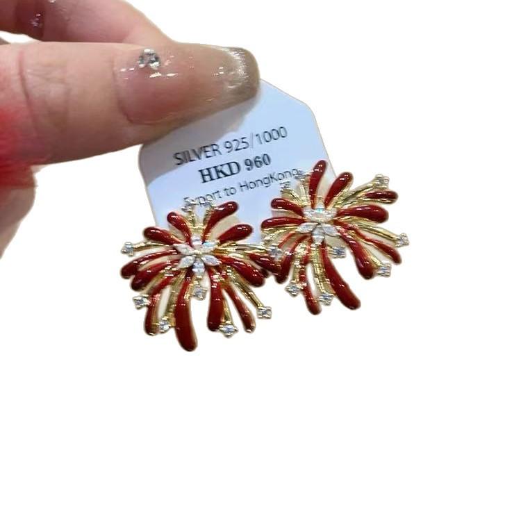 Silberne Nadel Tropfenöl Rote Perlen Ohrstecker - Eleganter & Vielseitiger Schmuck für Damen