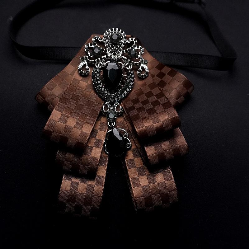 Detachable Bow Tie Brooch Silk Ribbon Collar Pin for Shirts & Blouses Fashion Floral Bow Clip for Women's Casual Outfit