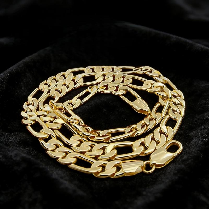 Hochwertige Herren 8mm 24 Zoll 60cm Gold Halskette Galvanisierte Gelbgoldfarbene Figaro Kette Halskette Herren Luxus Schmuck