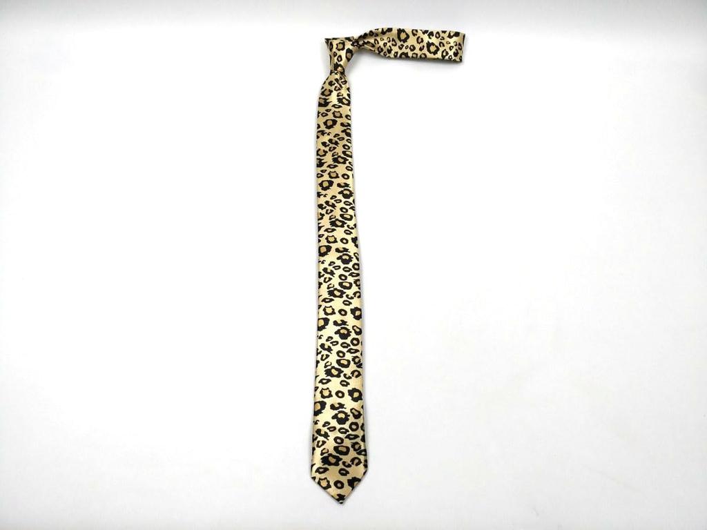 [F NODE] Leopard Print Narrow Tie, Slim Tie, 5.5cm Wide, Polyester, Stylish Slim Tie