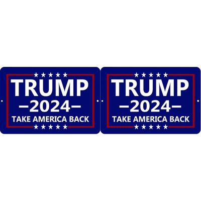 Placa de metal vintage Trump 2024 rectangular de hierro para pintar la pared, decoración del hogar, 30 x 20 cm
