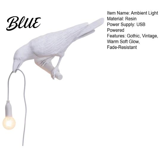 Artistic Wildlife Sculpture Lamp Crow Table Lamp, Gothic Raven Night Light, Halloween Black Bird Decorative Figurine Dark Academia for Desktop Bedroom