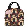 Vintage Catzilla Japanese Sunset Cat Lover Insulated Lunch Bag for Women Kids Portable Food Boxes Thermal Lunch Box Tote