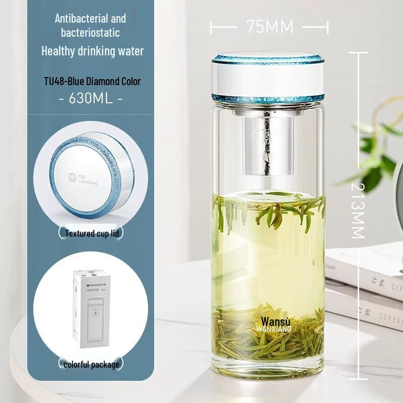 WANXIANG Titanium Silver Antibacterial Single-Layer Glass Cup