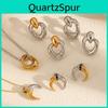 Minimalist Heart Shape Stainless Steel Earring Set With Moon Elements For Women