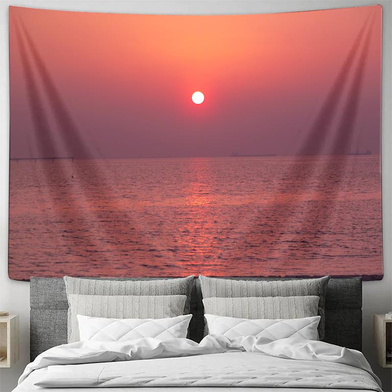 Tranquil Sea at Sunset Minimalist Abstract Line Hanging Cloth