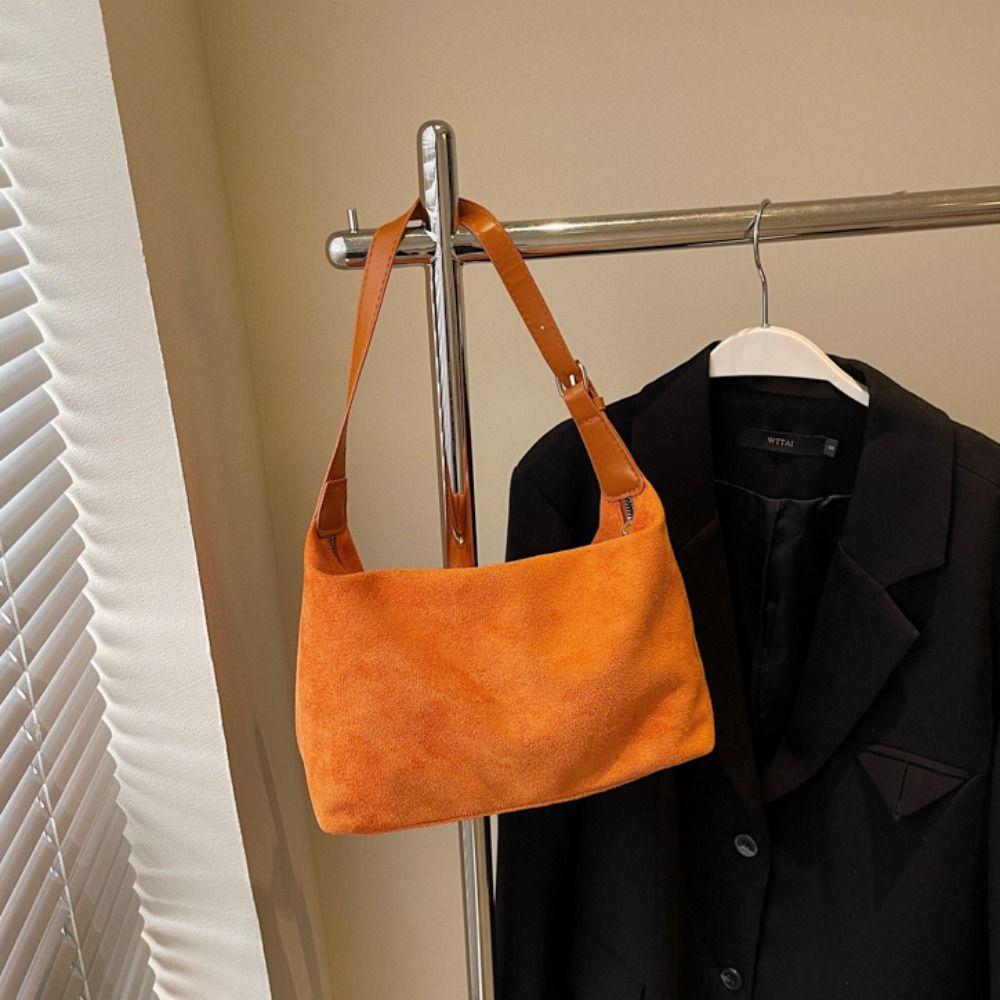 Solid Color Suede Shoulder Bag Handbag Ladies Tote Bag Cute Hobo Bag Holiday