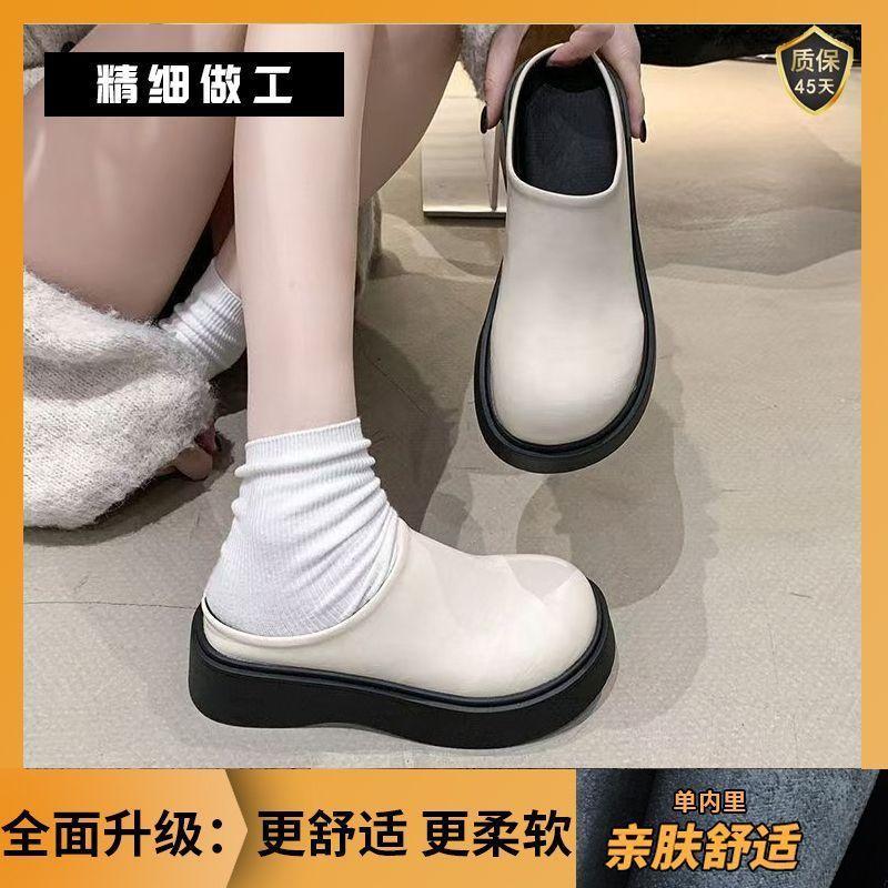 

Slippers outer wear women s 2025 summer new comfortable thick bottom heightening fashionable bag head slippers one foot Birkenmuller 40 білий