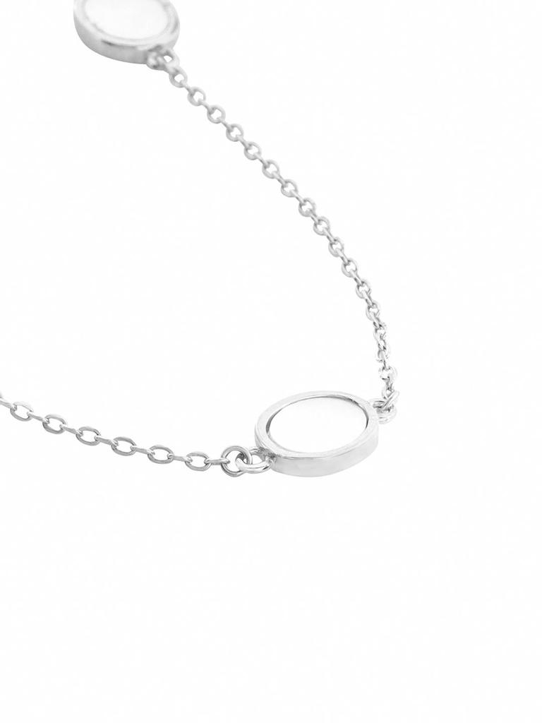 Kicky and Perky 925 Sterling Silver Oval Mother of Pearl Shell Station Chain Necklace Jewelry For Womens