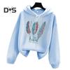 Fall Winter Hoodie Feather Print Long Sleeve Thick Loose Soft Drawstring Hooded Unisex Keep Warm Casual Elastic Cuff Women Men Hoodie