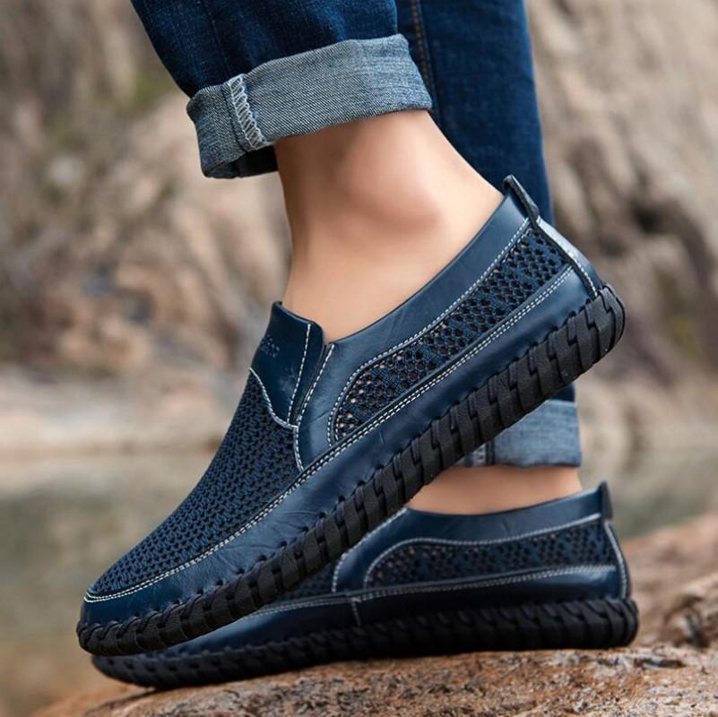 Men'S Casual Shoes Men Summer Style Mesh Flats For Men Loafer Creepers Casual High-End Shoes Very Comfortable Size:38-46