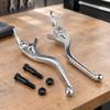 Motorcycle Brake Lever Replacement Set for IN10, Left and Right Metal Control Levers with Silver Finish for Worn or Damaged Parts