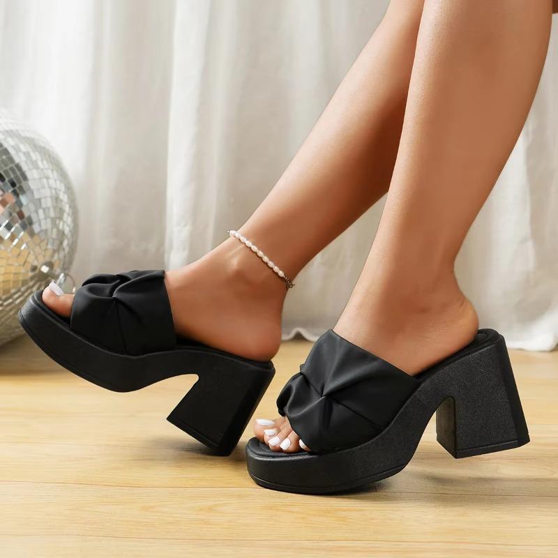 Mode Damen Hausschuhe 2024 Neuer Modetrend Sandalen Anti-Falten Damen Hausschuhe Sommer High-Heel Freizeit Damen Fischmaulschuhe