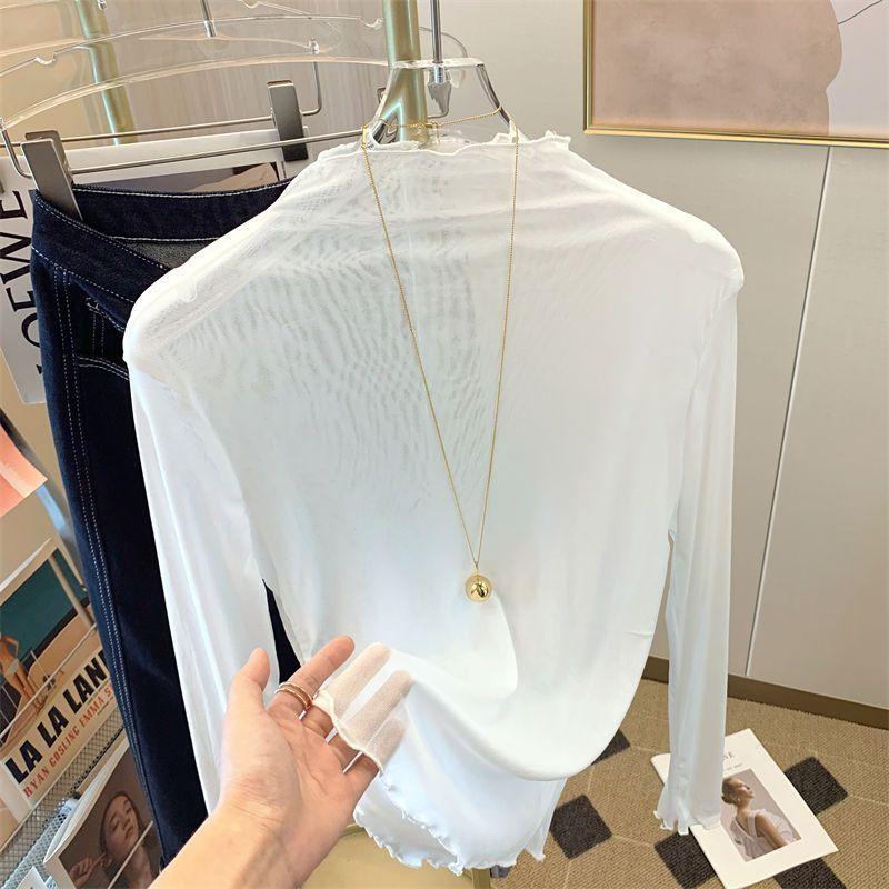 Pullovers Tops Women Long Sleeves Solid Color Vintage Fitted Sexy Undergarment Fashion Top Blouse Oversized Half Turtleneck Loose Shirt Slim Tops