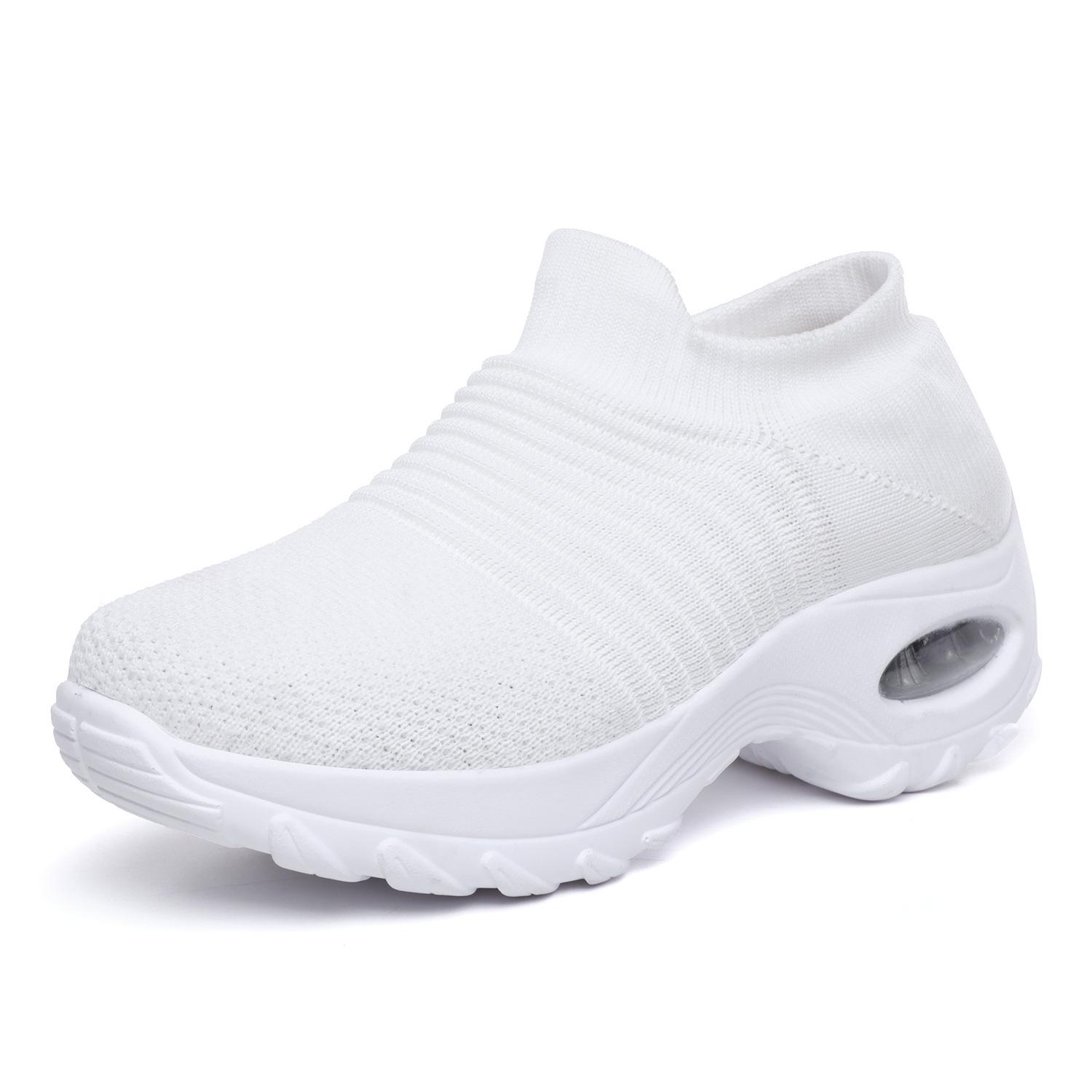 

Женские кроссовки Air Cushion Slip-On: Стильные, большого размера, прогулочные туфли-носки 40 чистый белый