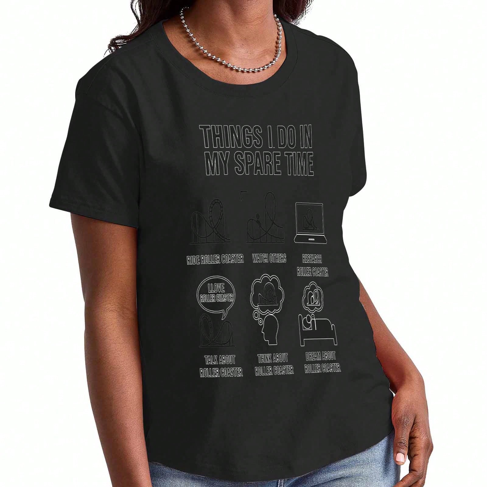 Roller Coaster Lover Wounisex s Cotton T Shirt, Premium Cotton Print, Durable, Ride,Watch, Research, Talk, Think, Dream About Roller Coaster Casual Fa S разноцветный