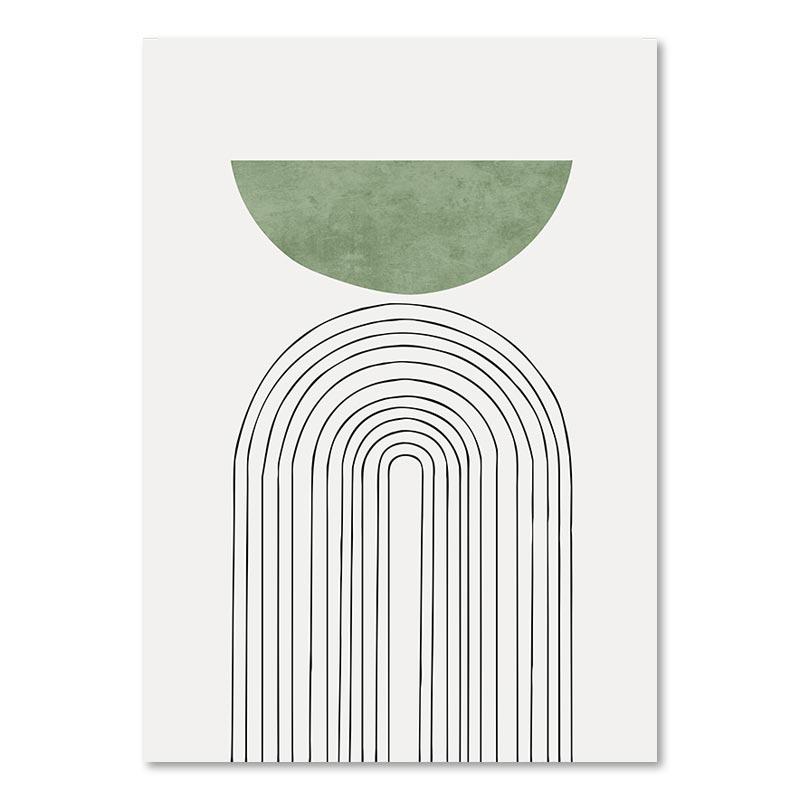 Abstrakt linje Figur Gröna löv Affisch Modern Väggkonst Dukmålning Nordisk Minimalistisk Bildtryck Hem Vardagsrum Inredning