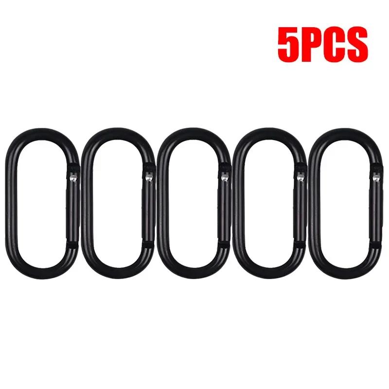 

5PCS Carabiner Black Oval Hanging Buckle Carabiner Hanging Buckle Small Carabiners for Water Bottle and Harness Accessorie