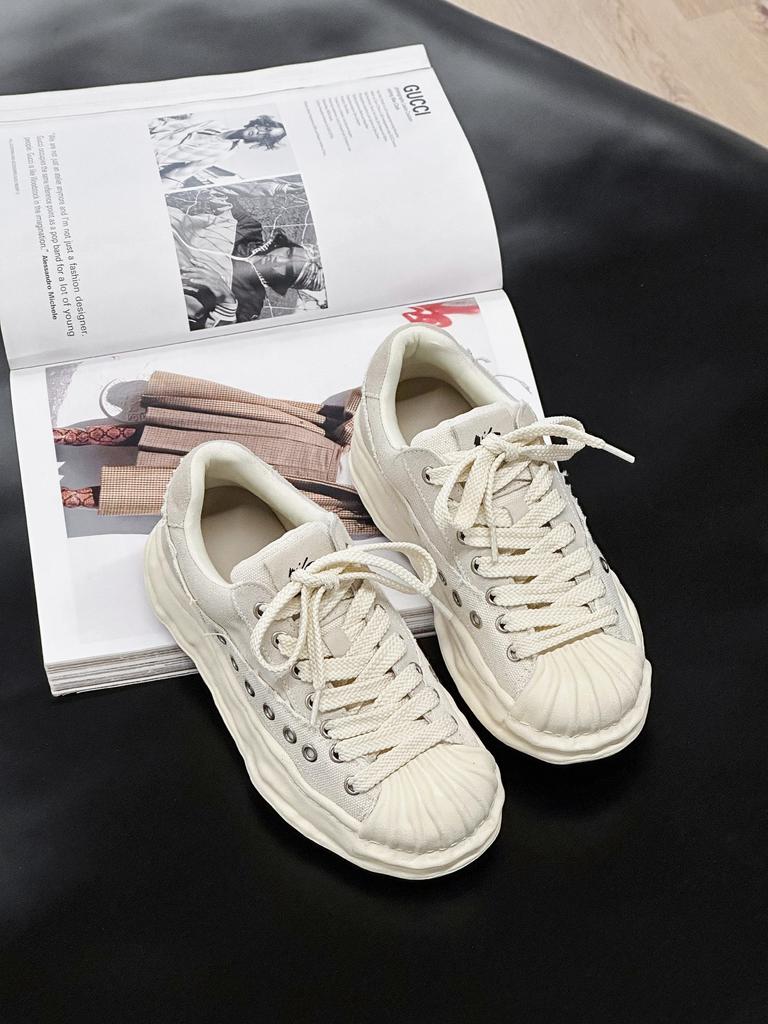 Niche design shell head dissolving shoes heightening platform versatile canvas shoes summer couple senior sense casual board shoes