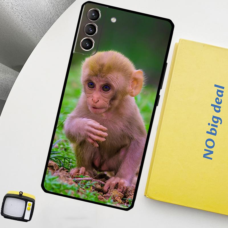 Cute Baby Monkey Animal Phone Case For Samsung Galaxy S25 Ultra S20 S21 S22 S23 Plus S9 S10 S25 FE S24 Ultra Cover