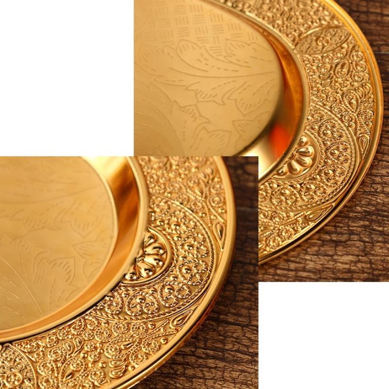 European Fruit Plate, Alloy Household Oval Shape Plate, Golden Niche Retro Snack Plate, Candy Plate Home Living Room Decoration