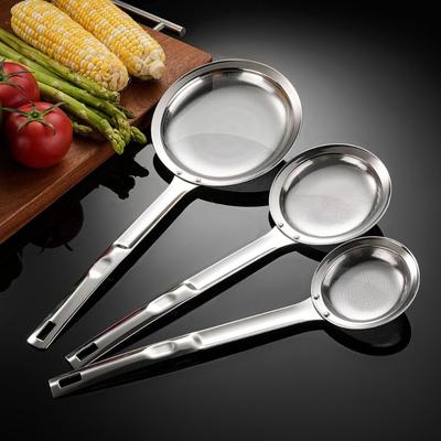 Long Handle Stainless Steel Oil Skimmer Reusable High Temperature Resistance Fine Mesh Strainer Durable Comfortable Handle