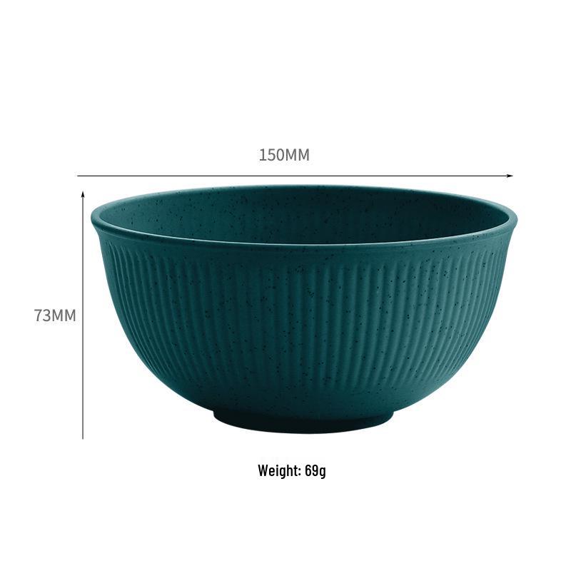 TK Exclusive Wheat Straw Bowl: 15cm Macaron Color, Vertical Stripe Design, Customizable with Logo