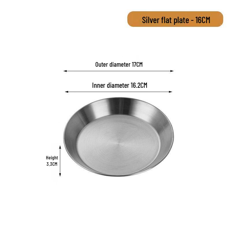 Gannian Korean-Style Stainless Steel Round Serving Plate