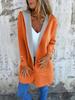 Women's Orange Hooded Cardigan Sweater Casual Long Sleeve Open Front Lightweight Jacket