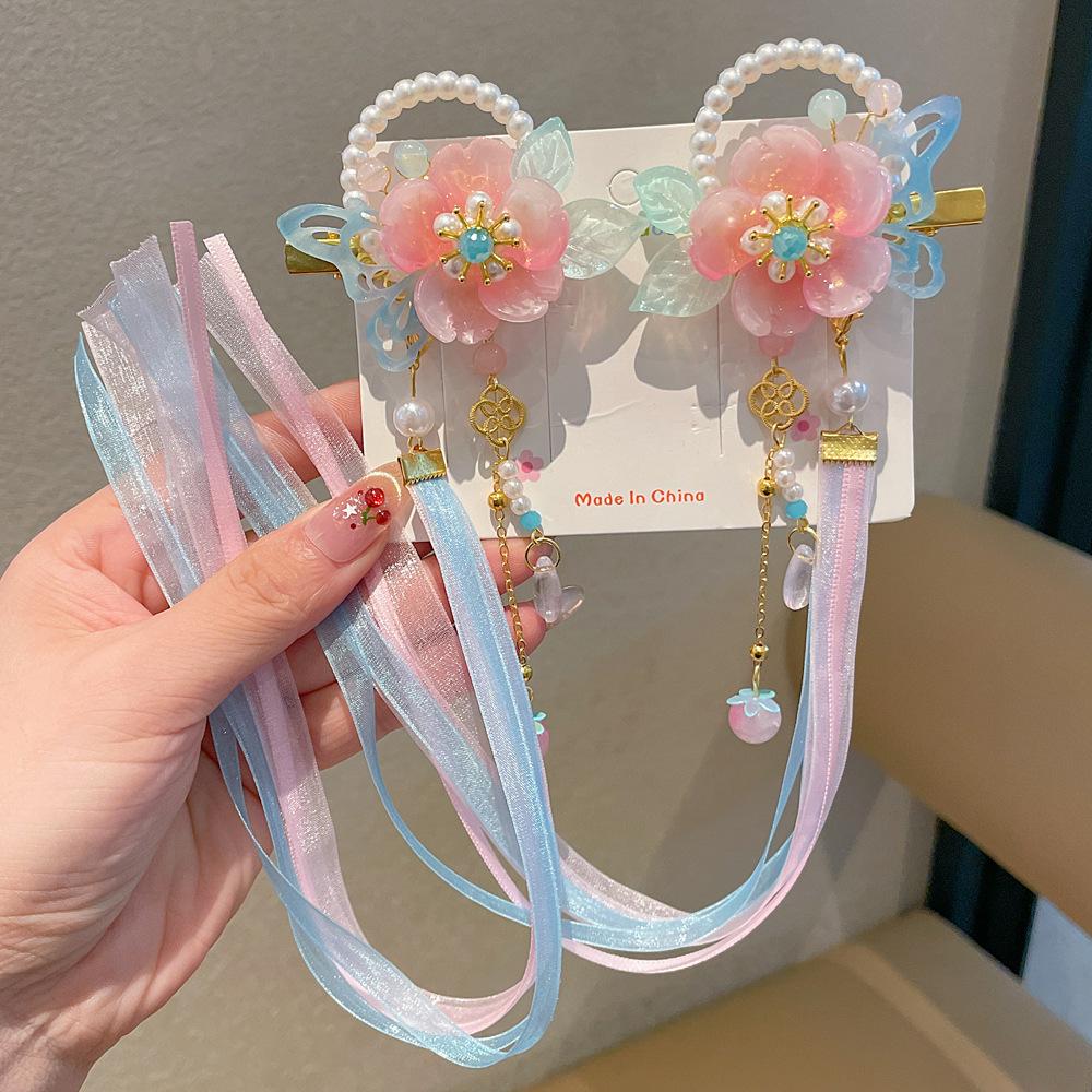 Chinese Style Hanfu Hairpin Set for Girls - Includes Hair Clips, Swaying Tassels, and Butterfly Accessories