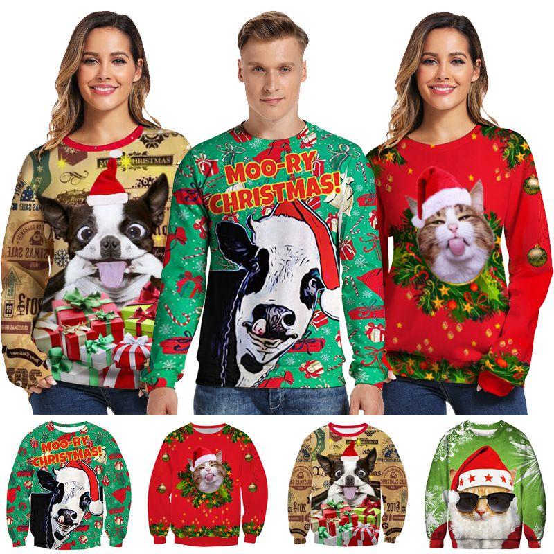 Luxuriously Soft Women Christmas Sweater Santa Claus Cat Dog Xmas Jumper Top