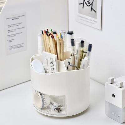 360 Degree Rotary Pen Holder Office Storage Box with Multiple Compartments and Drawers Student Stationery Storage Box
