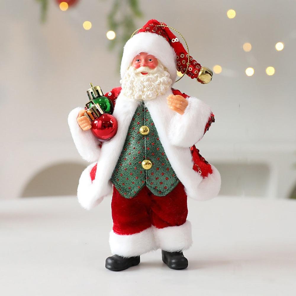 Standing Posture Santa Claus Figurine Cute Christmas Home Decorations  Office Decor