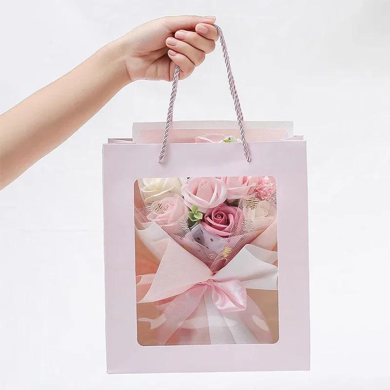 Artificial Soap Flower Preserved Bouquet Rose Realistic Mothers Day Valentines Day Anniversary Wedding Romantic Gift Decoration