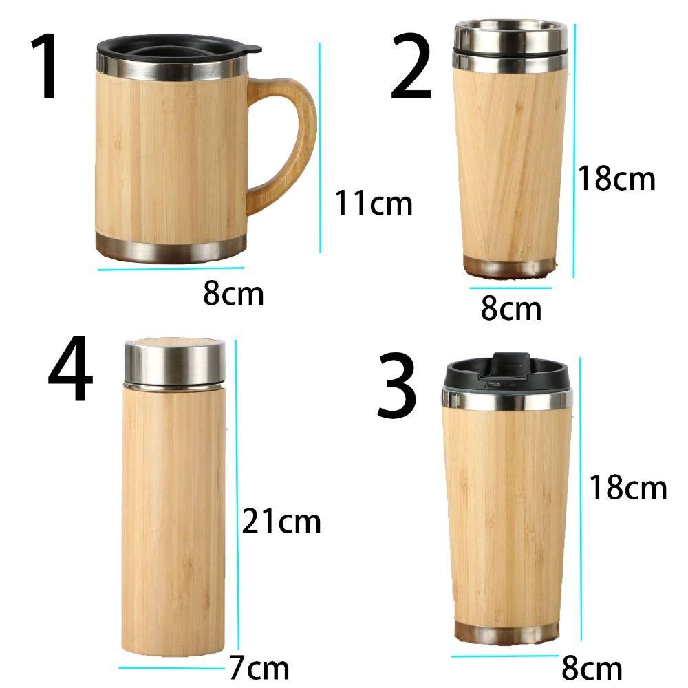 Bamboo Insulated Water Bottle 304 Stainless Steel Travel Cup Thermos Insulated Mug  Coffee