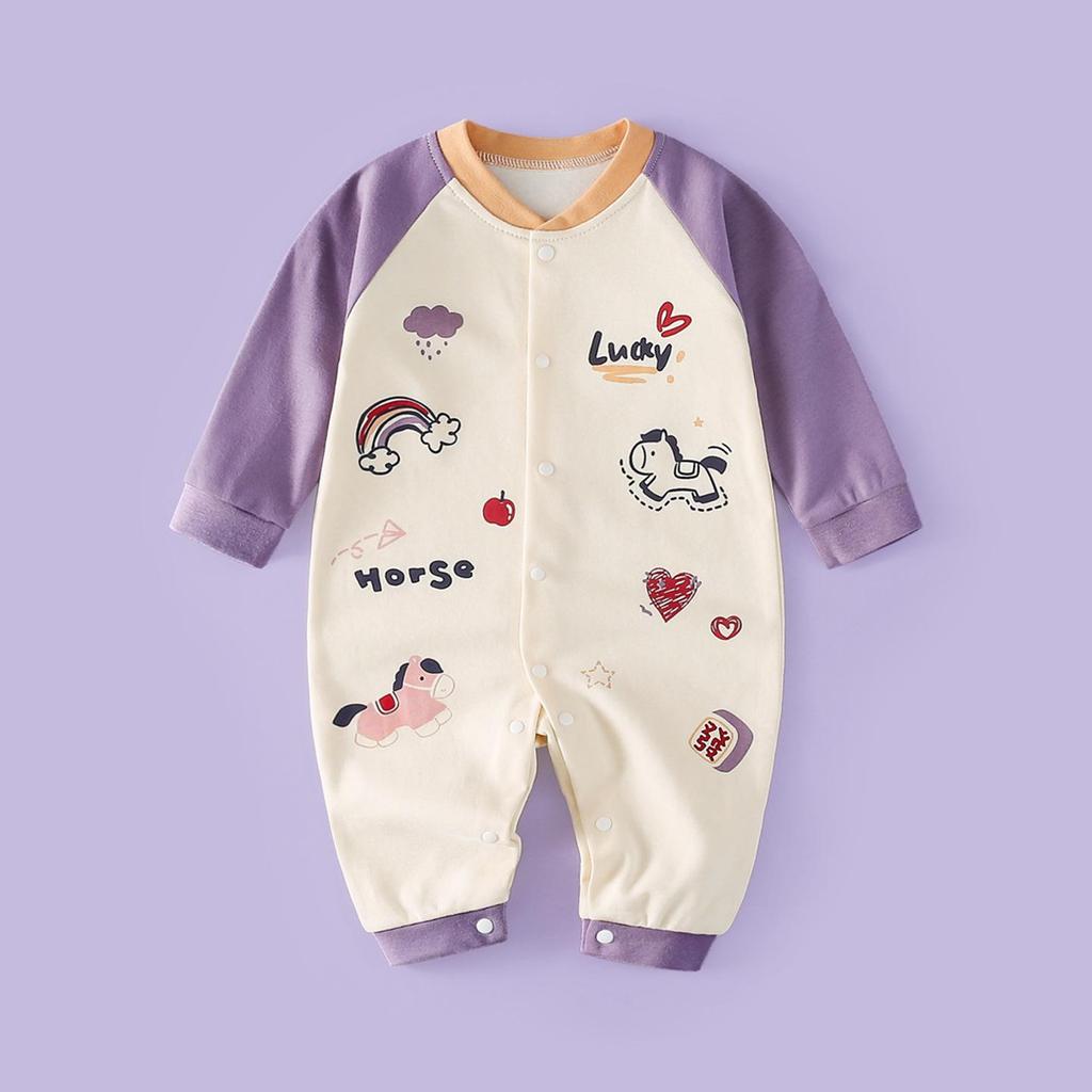Unisex Cotton Baby Romper - Spring/Autumn Cartoon Onesie for Newborns