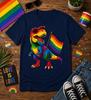 LGBT Pride Dino Shirt, Rainbow T Rex With Pride Flag Tee, Funny LGBTQ Dinosaur