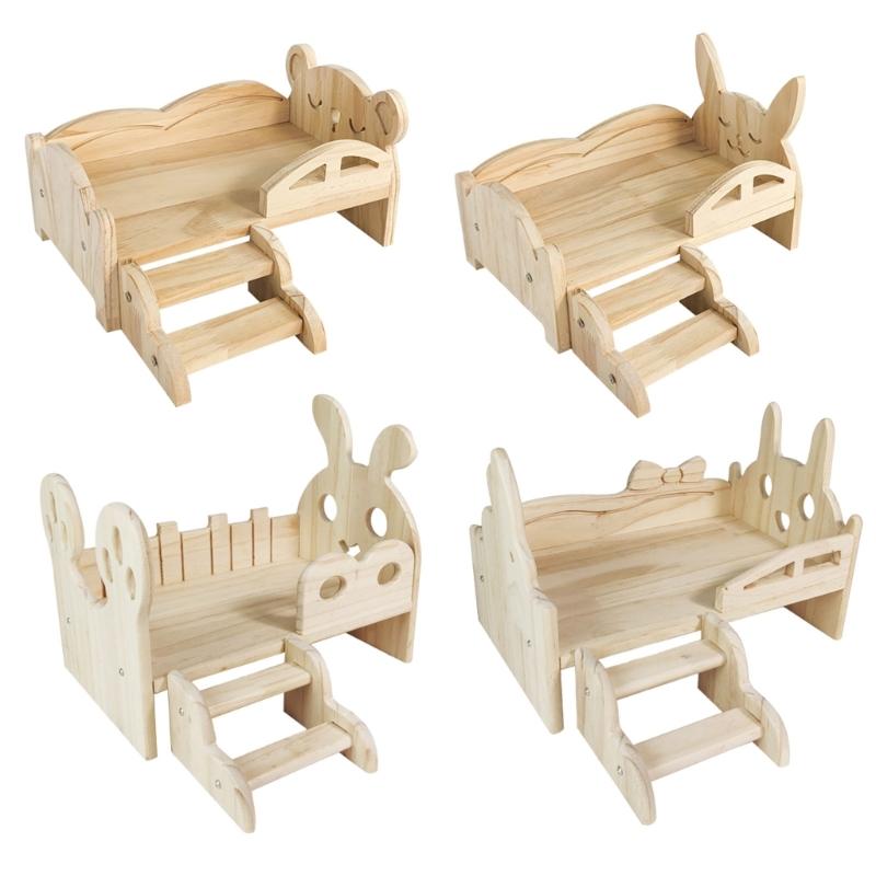 Kleines Haustierbett Spielzeug für Hamsterkäfig Plattform Ruhebett Holz Kletterspielzeug Meerschweinchen Plattformspielzeug für Kleintiere