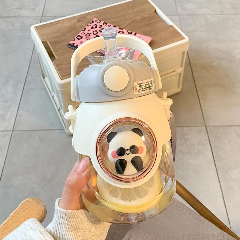 

Милый детский мультфильм Kawaii креативный подарок пластиковая бутылка для воды 820 мл милая бутылка для воды с соломкой в виде животного для школьников и школьников 820ml белый