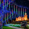 8 Tubes Solar/EU LED Meteor Shower Rain Lights Fairy String Light Waterproof Falling Raindrop Holiday Party Patio Decor 30/50CM