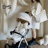 Outing Tote Bag Cotton Stroller Diaper Bag Portable Mommy Handbag Stroller Hanging Storage Bag for Diapers Bottles Travel Shopping