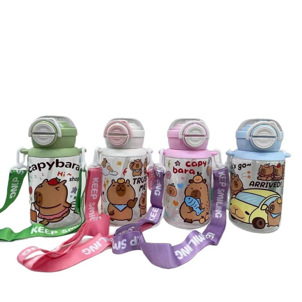 Cute Capybara Water Bottles 500ml Capybara Drinking Bottle Transparent Plastic Cup  Summer