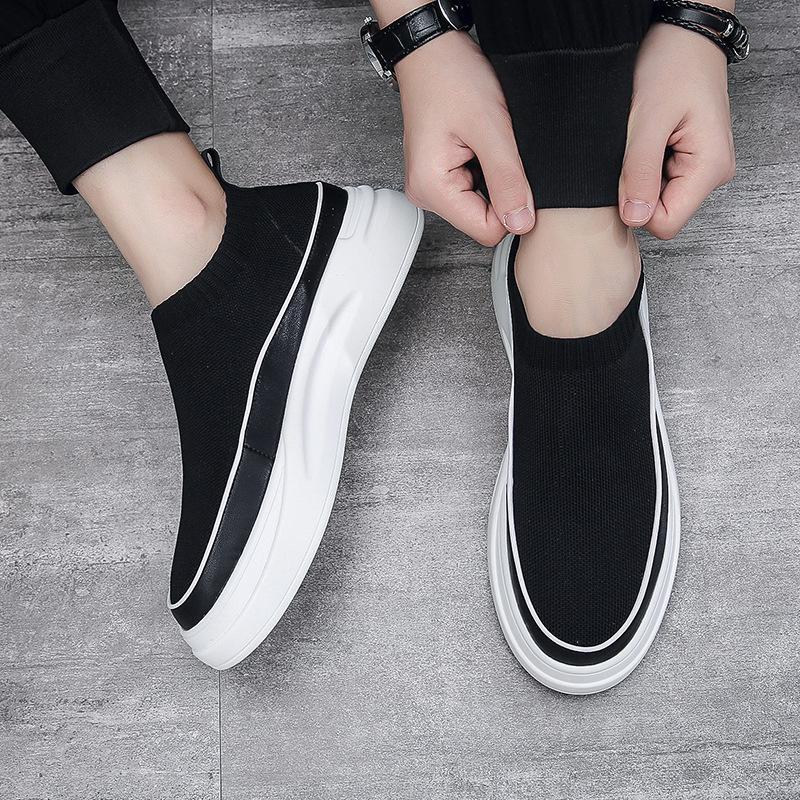 Summer Men's Shoes One Pedal Men's Socks Shoes Breathable Muffin Platform Lazy Shoes Versatile Internet Celebrity Live Broadcast