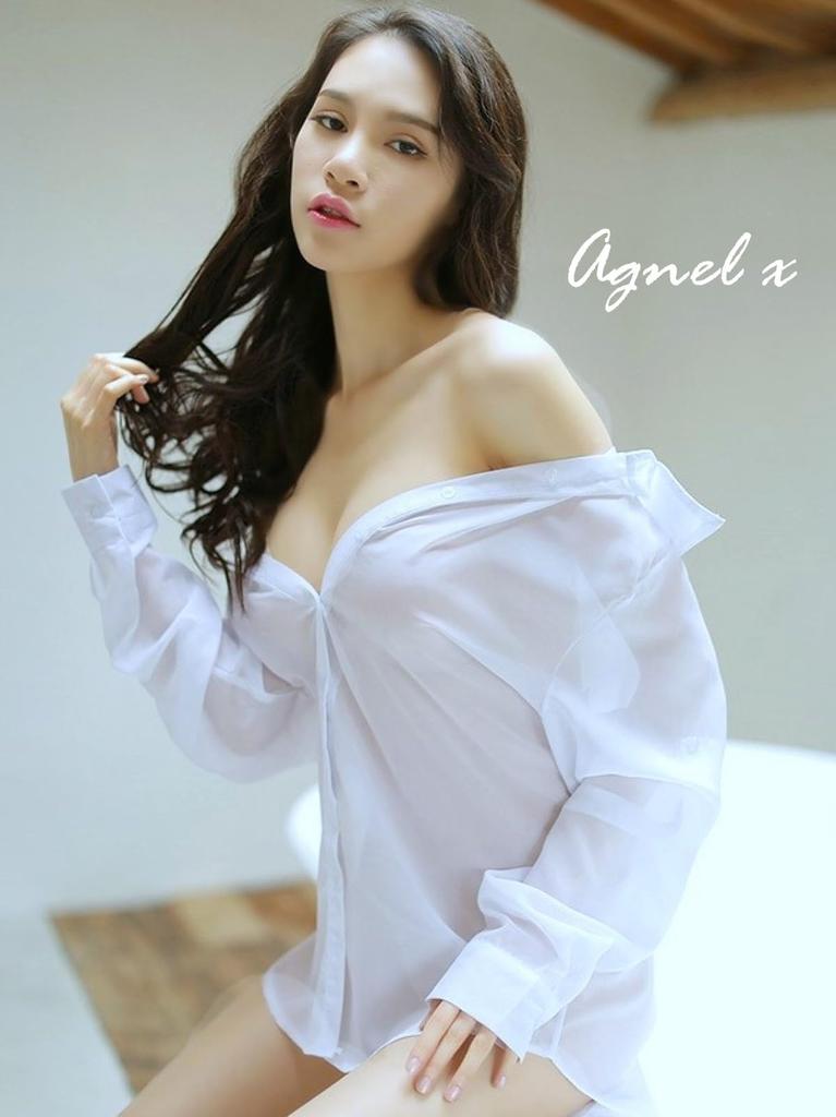X044 Sexy Lingerie Shirt for Women [Agnel x] See-Through (White, M)