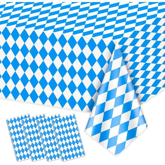 4 Pack Black and White Checkered Tablecloths, Plastic Gingham Table Cover Alice Tablecloths for Racing Theme, Halloween, Wonderland Party, Classic