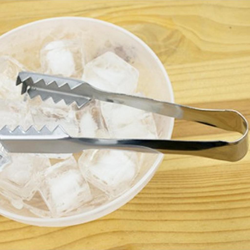 Ice Cube Tongs Stainless Steel Ice Tongs KTV Bar Cocktail Tools with Serrated for Ice Cube Tongs Cocktails Whiskeys