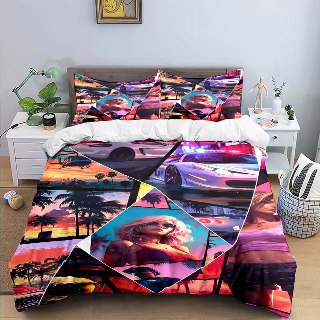 Fashion Classic Exciting Game G-GTA Print Bedding Sets Bed Supplies Set Duvet Cover Bed Comforter Set Bedding Set Luxury Gift