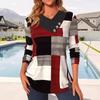 2024 Women's Fashion Color Block V-Neck Plus Size Top