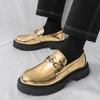 Fashion Golden Thick Soled Metal Buckle Loafers Brand Luxury Men Casual Driving Designer Thick Soled Oxford Shoes Wedding Dress Shoes